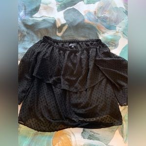 ELOQUII off the shoulder top. Black with black dot detailing.  size 16